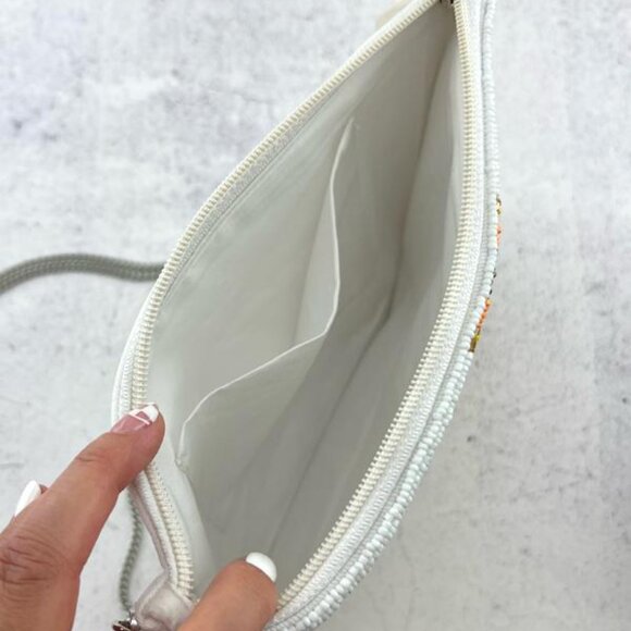 Seed Bead Sunflower Clutch Crossbody Handbag Bag NEW Pink - Picture 3 of 3